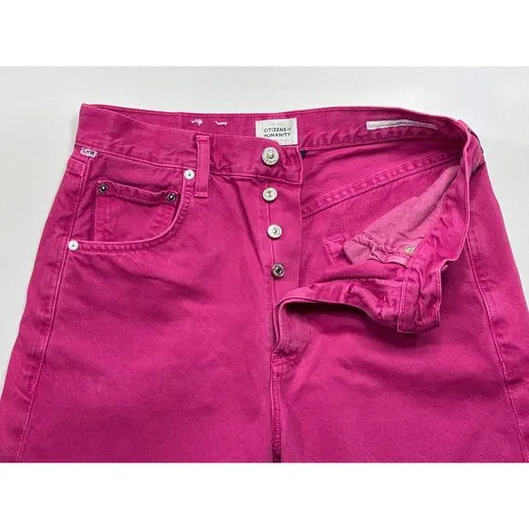 Citizens of Humanity Women's Ayla Undone Hem Crop Pink Denim Jeans -27 (28x20.5) - Picture 2 of 9